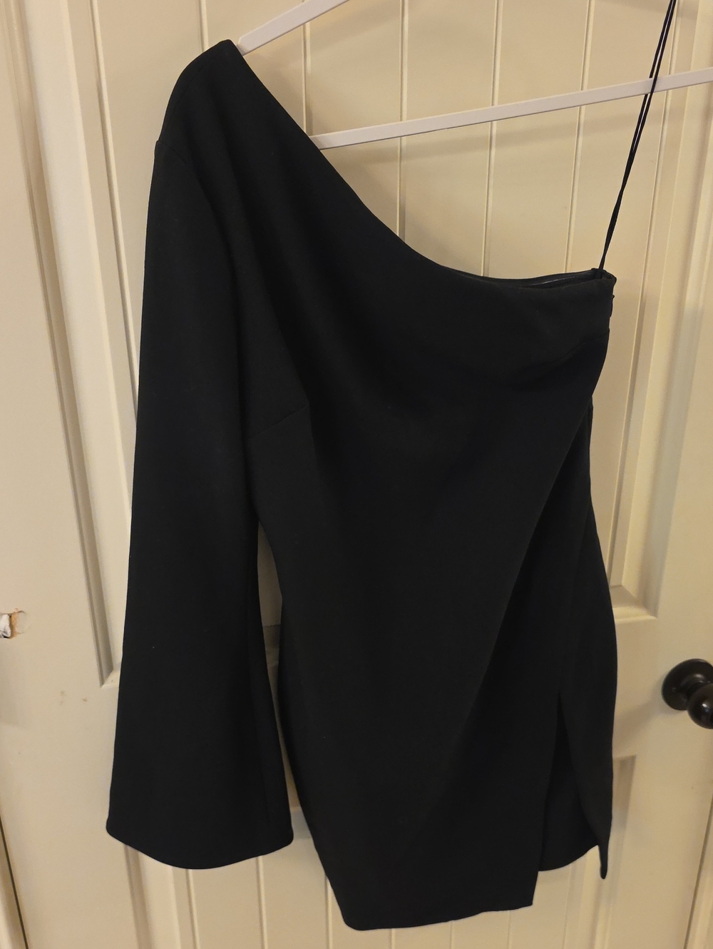 cinq a sept Black Asymmetrical One-Shoulder Mini Dress